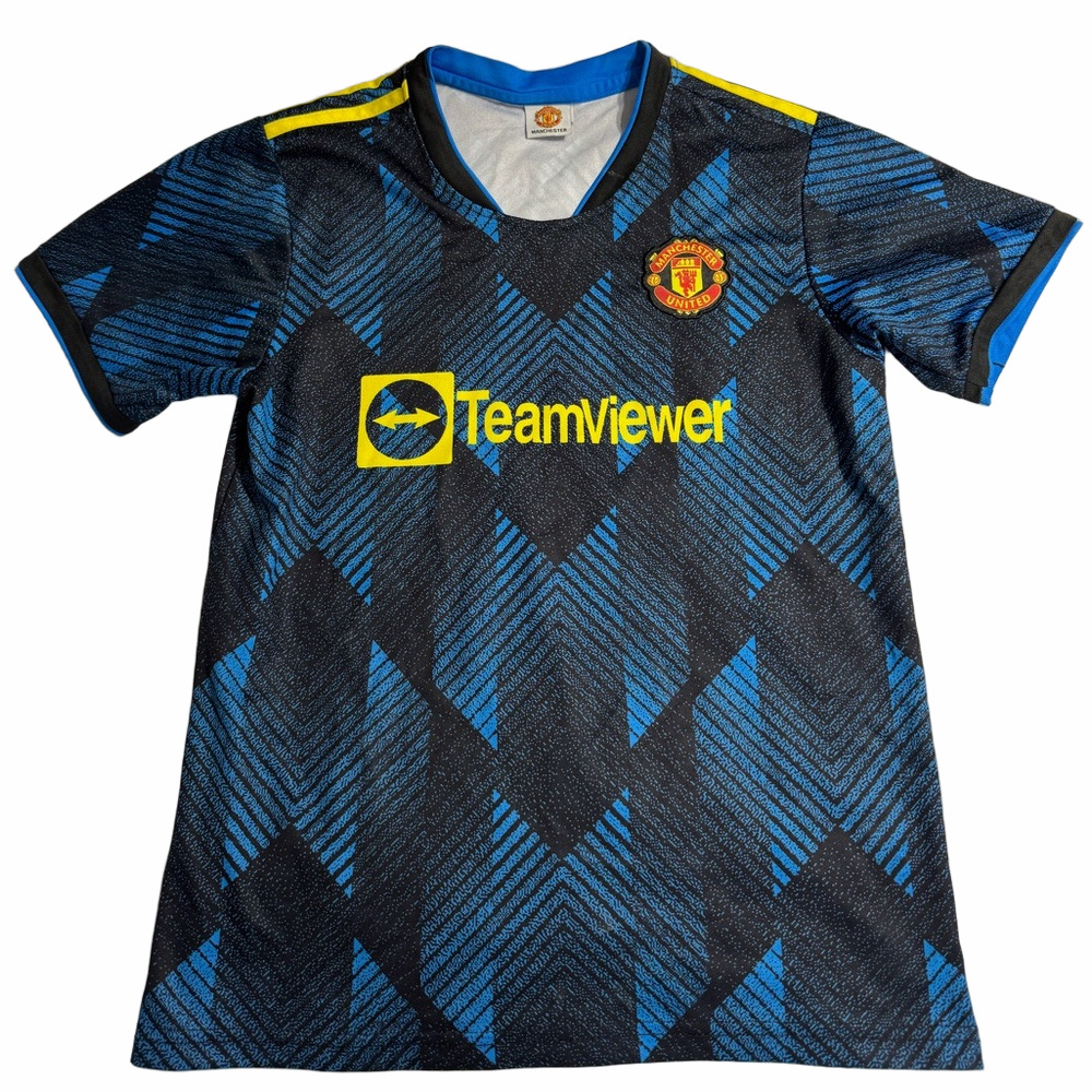 Manchester United Teamweaver Ronaldo #7 Blue Black Kids Soccer Football Jersey